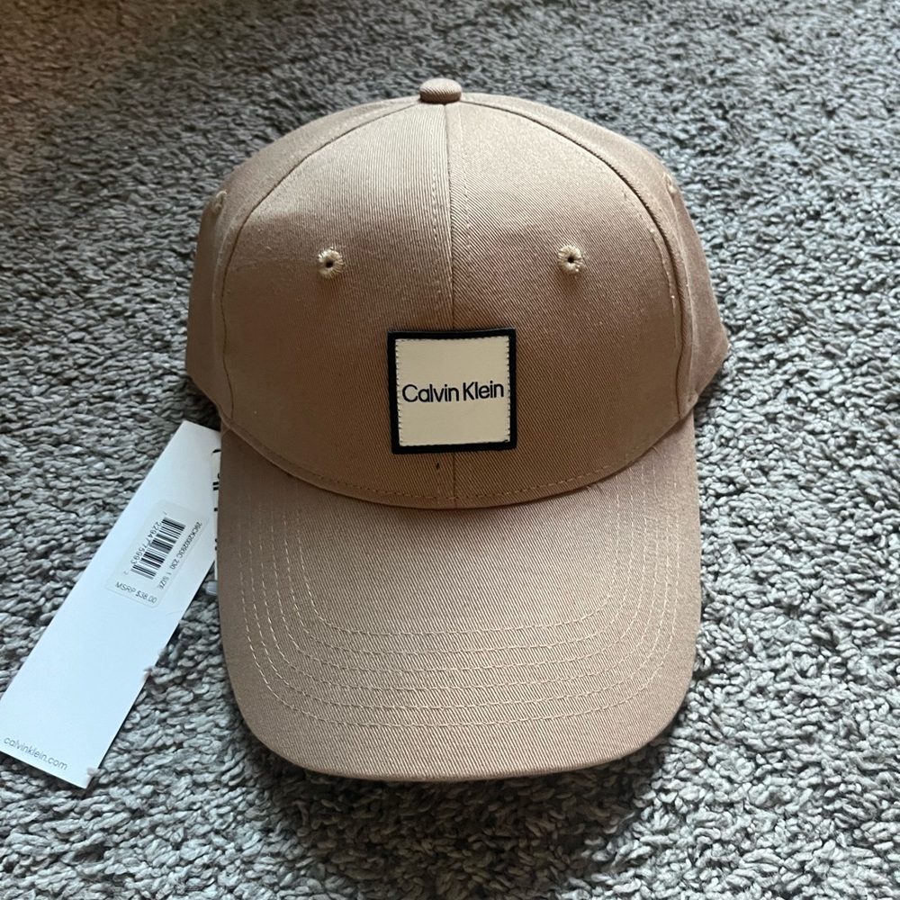 Calvin Klein Tan Cotton Hat Minimalist Design